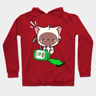 Cute White Cat Spilled Wasabi sauce Hoodie